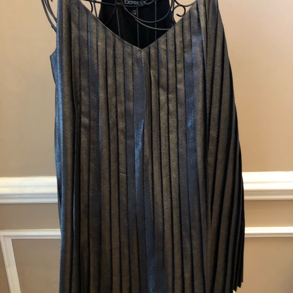 Express, pleated grey metallic cami, size small